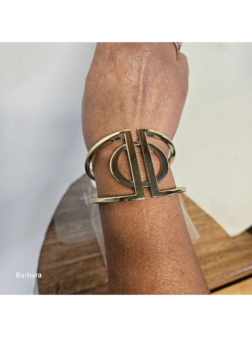 Gold-tone Geometric Hinged Cuff Bracelet